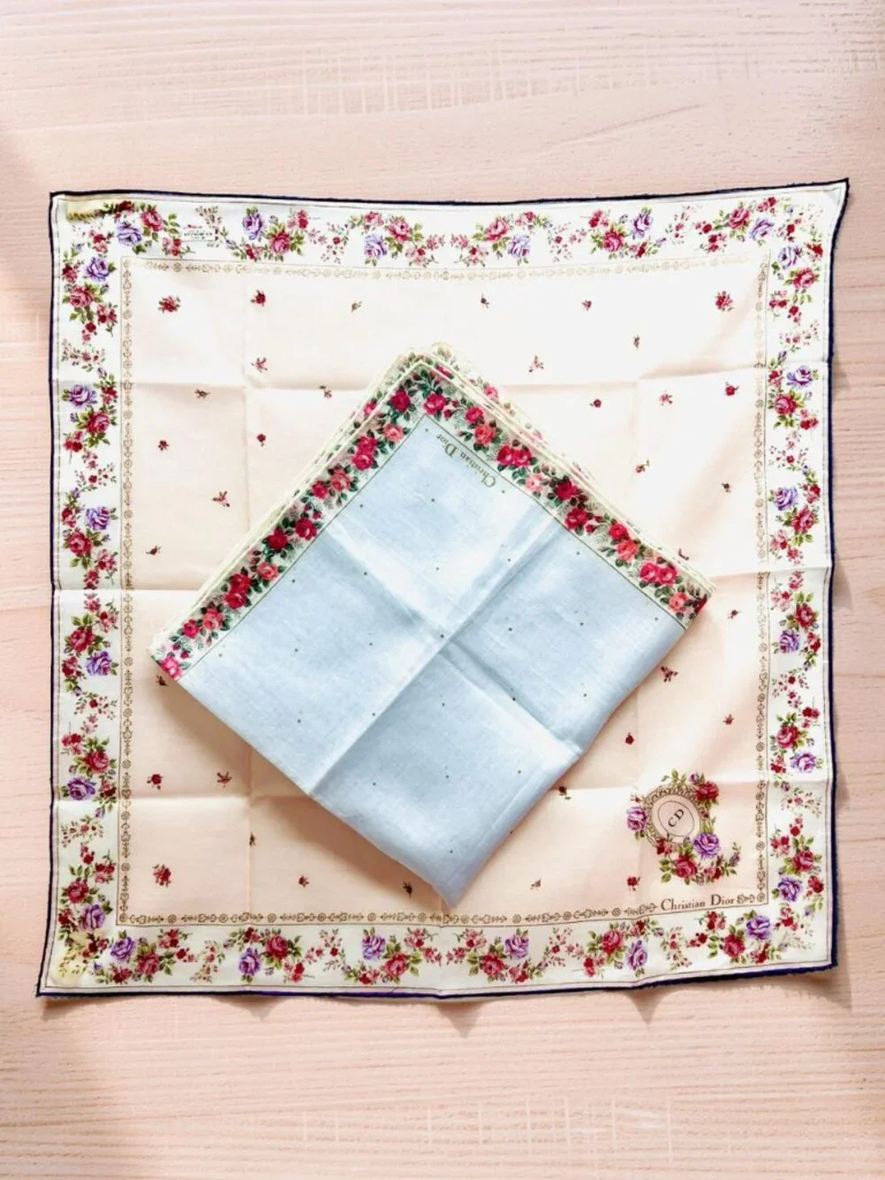 2) New-Beautiful Christian Dior Mini Scarf/Neck-kerchief Cott 19